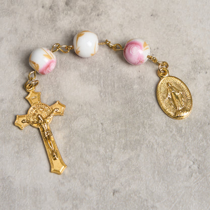Orchid Mother of God Crucifix Rosary Amen Artisan
