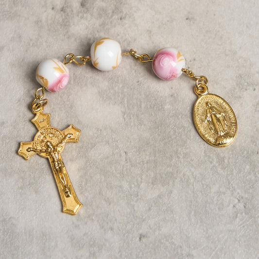 Orchid Mother of God Crucifix Rosary Amen Artisan