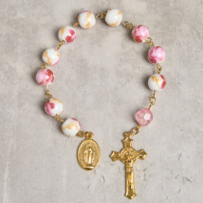 Orchid Mother of God Crucifix Rosary Amen Artisan