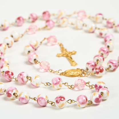 Orchid Mother of God Crucifix Rosary Amen Artisan