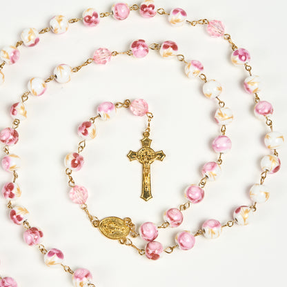 Orchid Mother of God Crucifix Rosary Amen Artisan