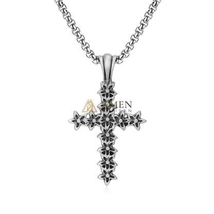 Floral Cross Pendant Necklace Amen Artisan