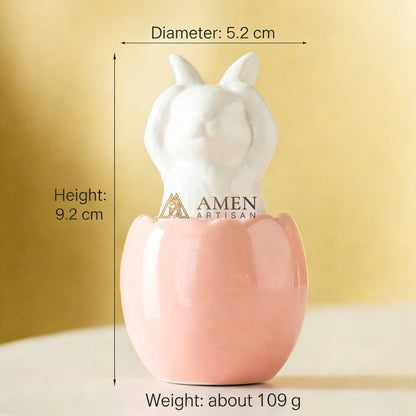 Easter Ceramic Bunny Egg Statue Amen Artisan