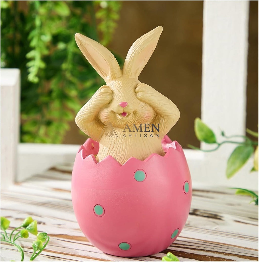 Easter Bunny Egg Statue Amen Artisan