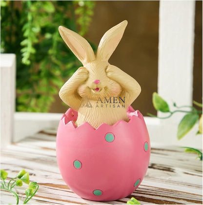 Easter Bunny Egg Statue Amen Artisan