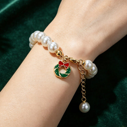 【DEAL TODAY】Christmas Pearl-Style Charm Bracelet