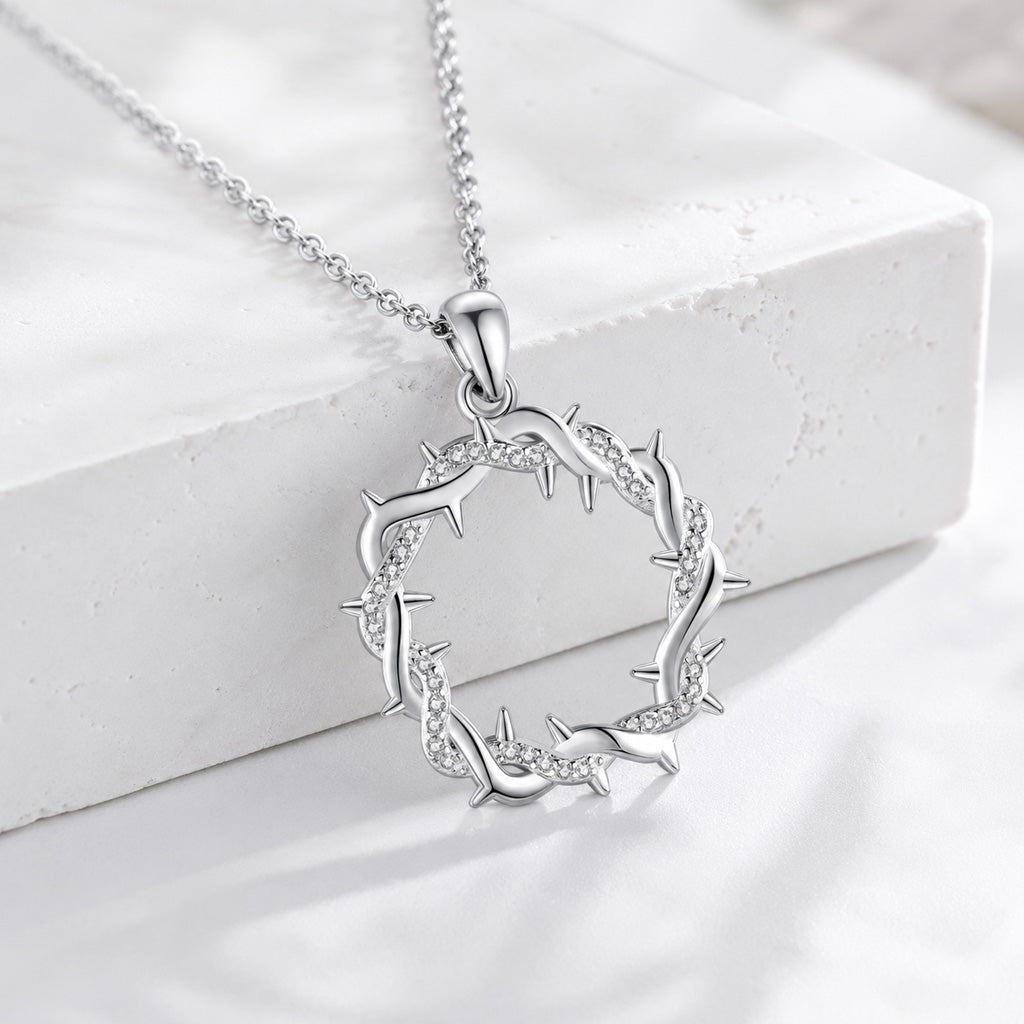 FIRST 50 CUSTOMERS ONLY —Rhinestone Crown of Thorns Pendant Necklace for Everyday Faith