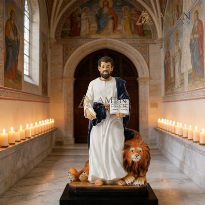 St. Mark the Evangelist with Lion Statue Amen Artisan