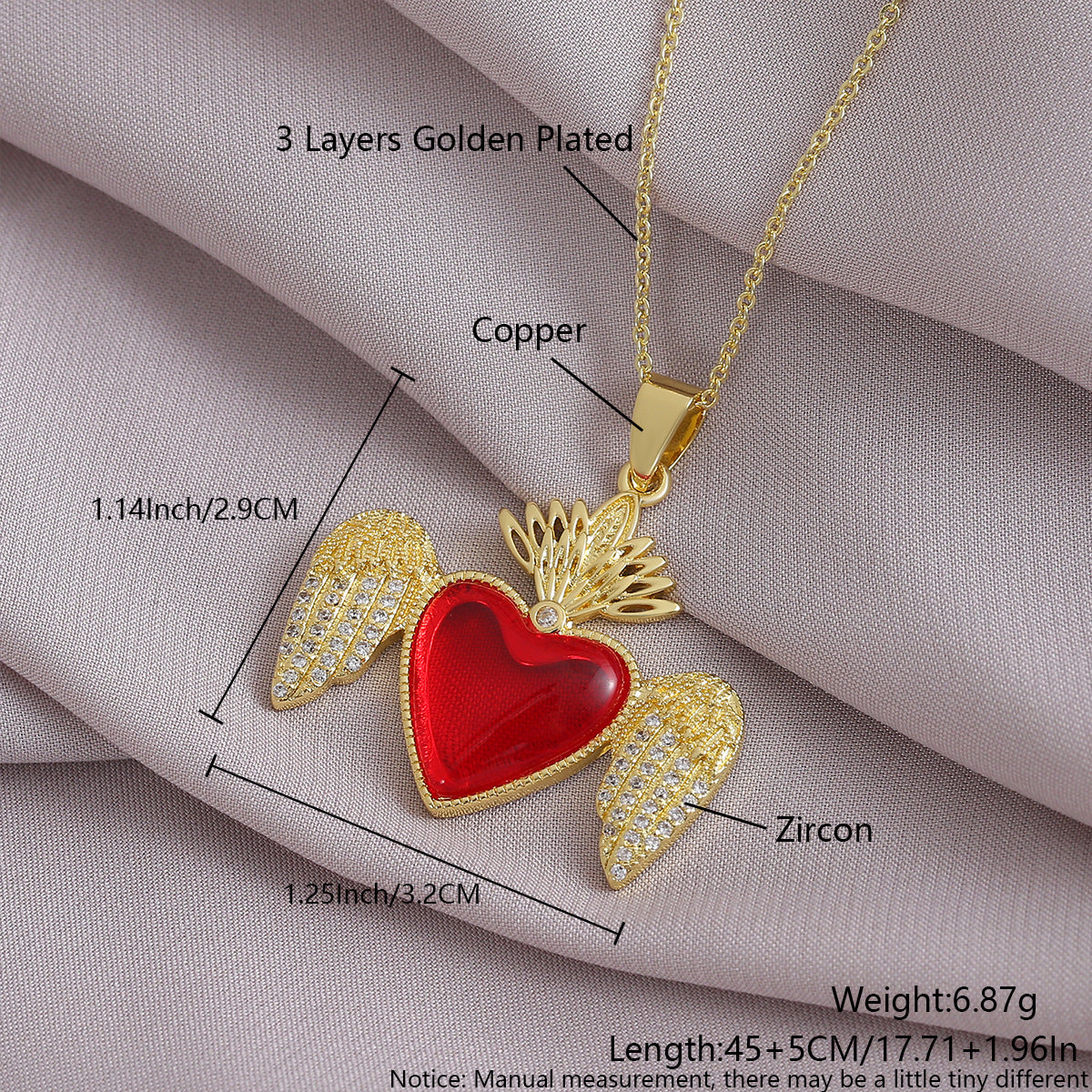 Gold-Plated Gothic Heart CZ Cross Pendant Amen Artisan