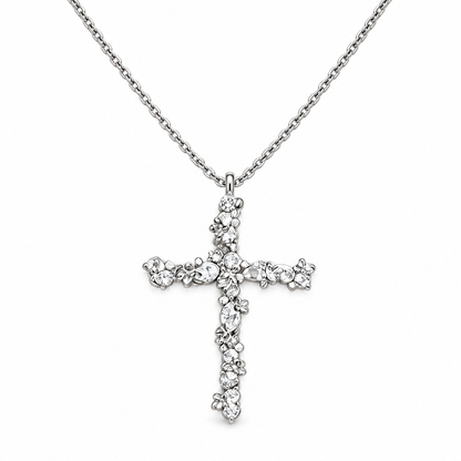 【DEAL TODAY】Cubic Zirconia Floral Cross Necklace