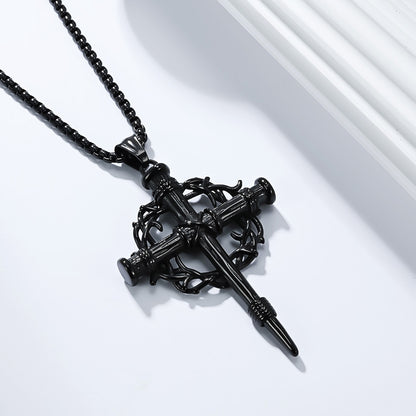 Crown of Thorns Nail Cross Necklace
