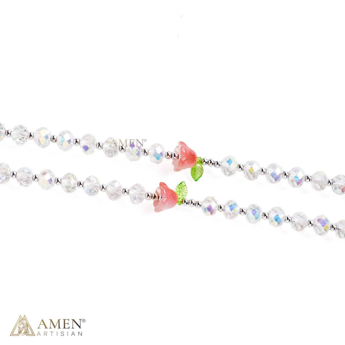 Pink Rose Miraculous Medal Rosary
