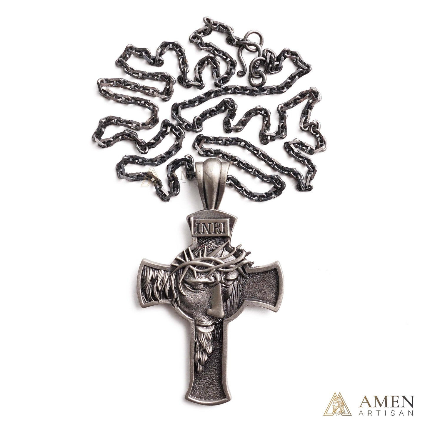 【Deal Today】Jesus Crown of Thorns Cross Pendant with Chain | Amen Artisan