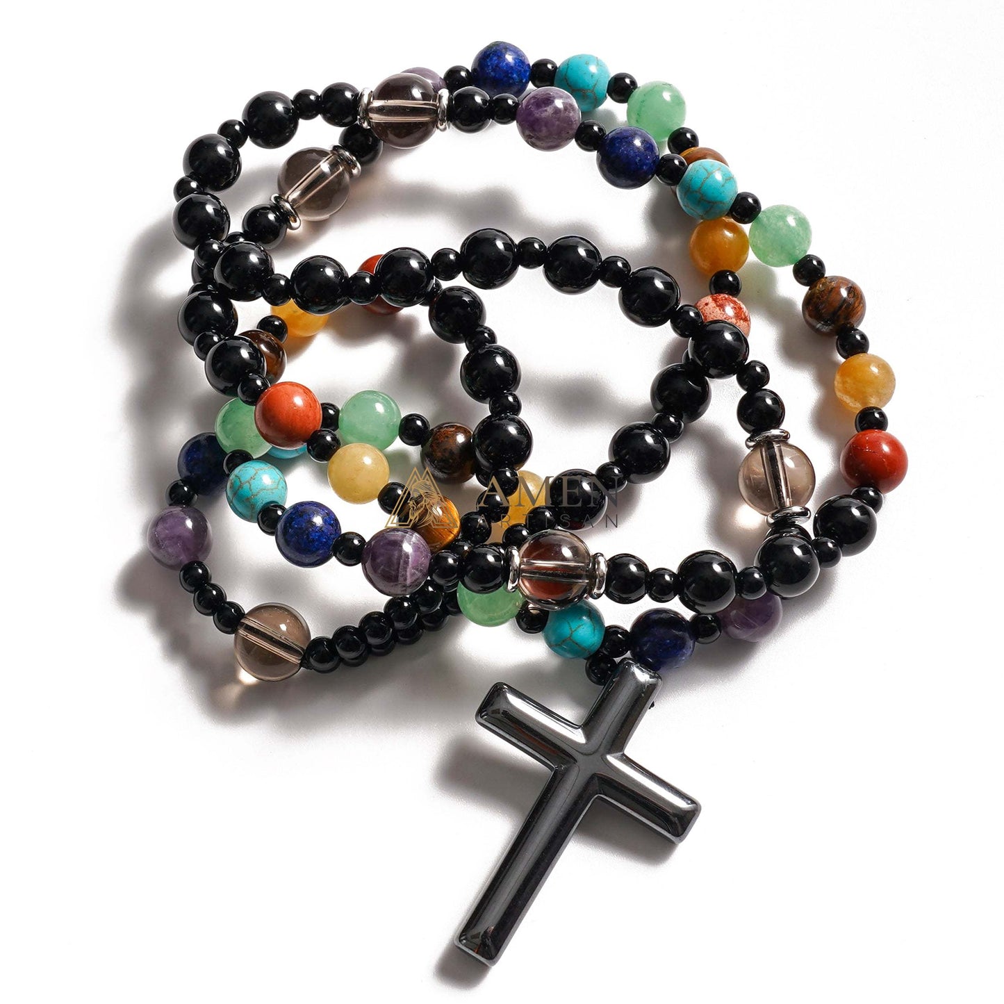 Multicolor Cross Rosary Amen Artisan