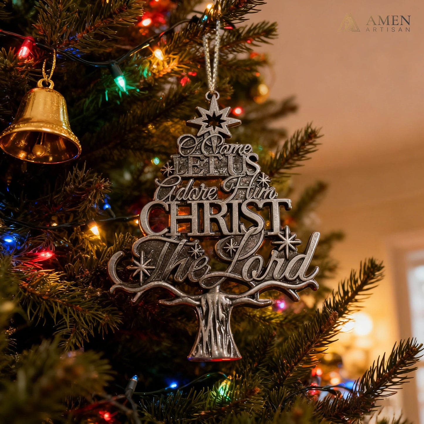 Premium Titanium Steel Nativity Ornament with Chain & Gift Box – 7 cm / 2.75"