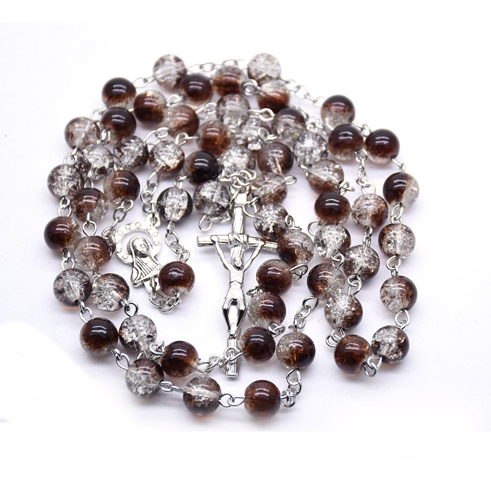 $0.99 Deal - Cracked Glass Bead Rosary – Strength and Faith Through Adversity