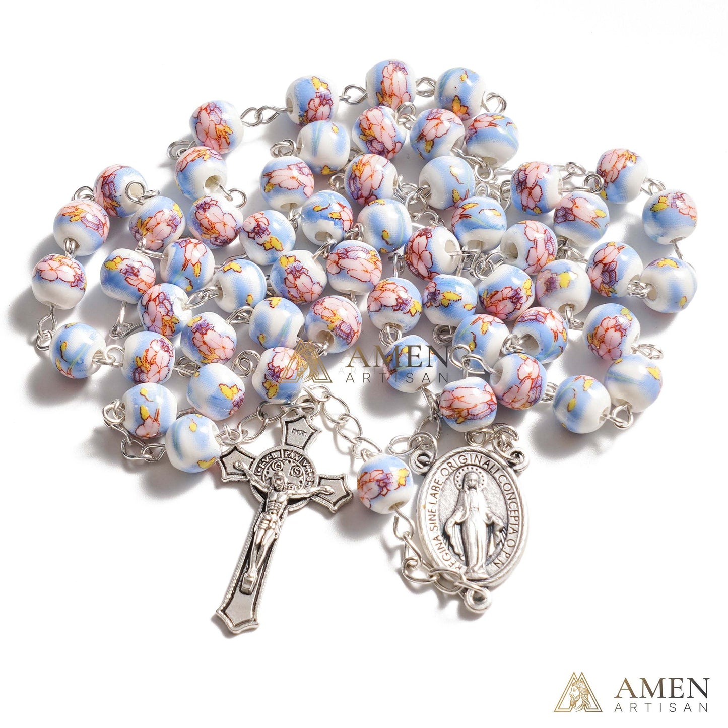 Magnolia Ceramic Rosary Amen Artisan