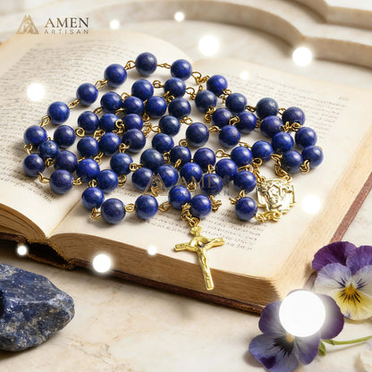 Lapis Lazuli The Holy Face of Jesus Rosary Amen Artisan