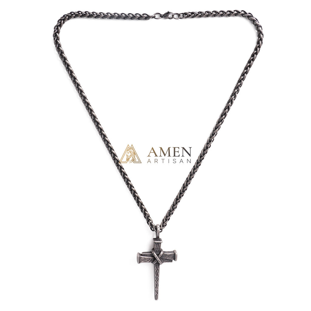 【Deal Today】Heavy Dragon Bone Chain Cross Necklace - Resilience, Faith & Sacred Protection |  Amen Artisan