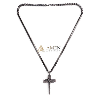 【Deal Today】Heavy Dragon Bone Chain Cross Necklace - Resilience, Faith & Sacred Protection |  Amen Artisan