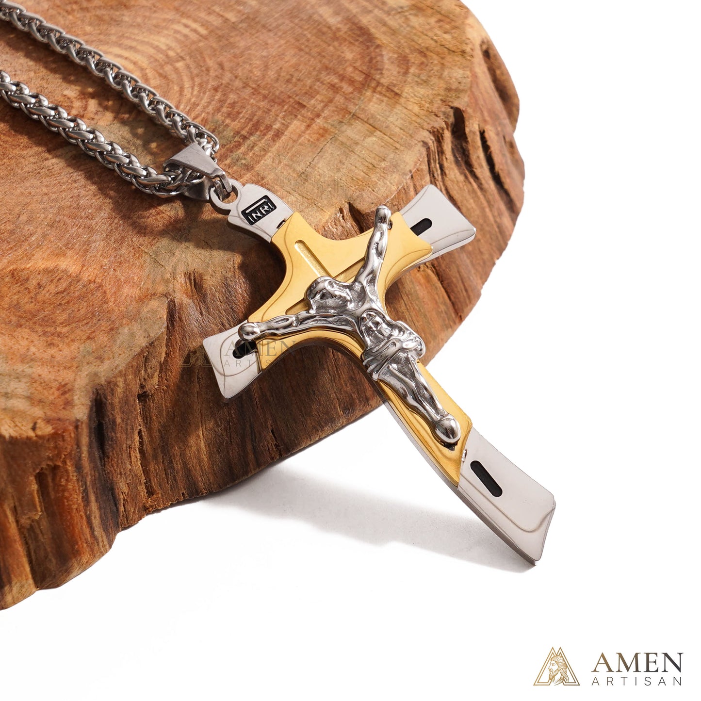 【Deal Today】Two-Tone Jesus Crucifix Necklace - Faith & Redemption