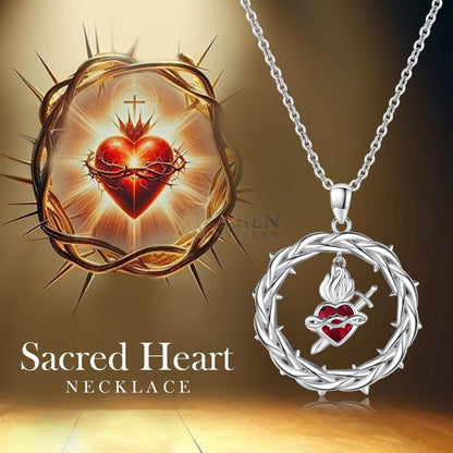 Crown of Thorns Sacred Heart Pendant Necklace Amen Artisan