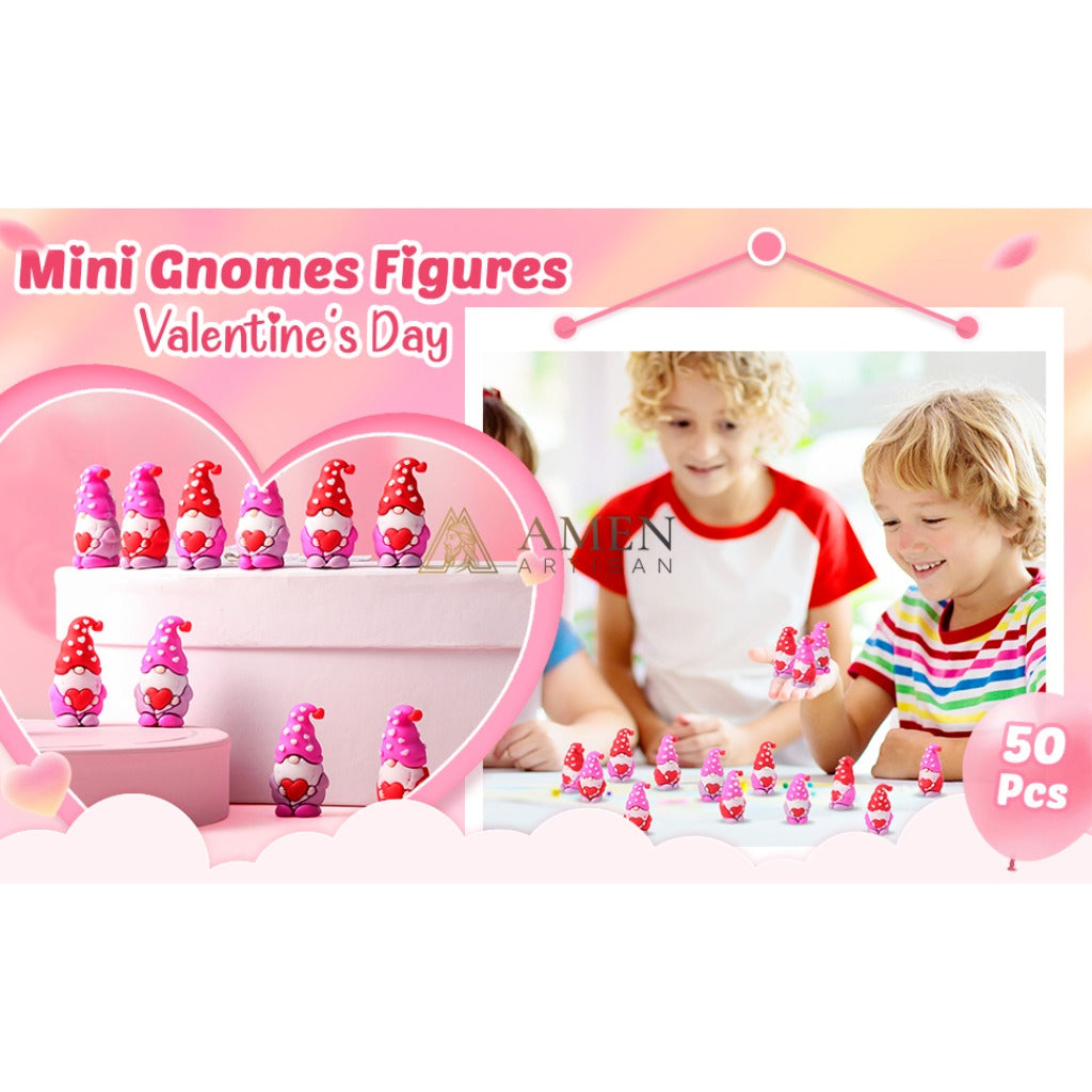 Valentine's Day Mini Gnome Heart Ornaments Amen Artisan