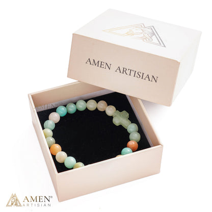 Natural Stone Cross Bracelet