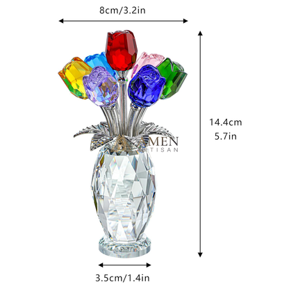 Crystal Colored Rose Figurine  Amen Artisan
