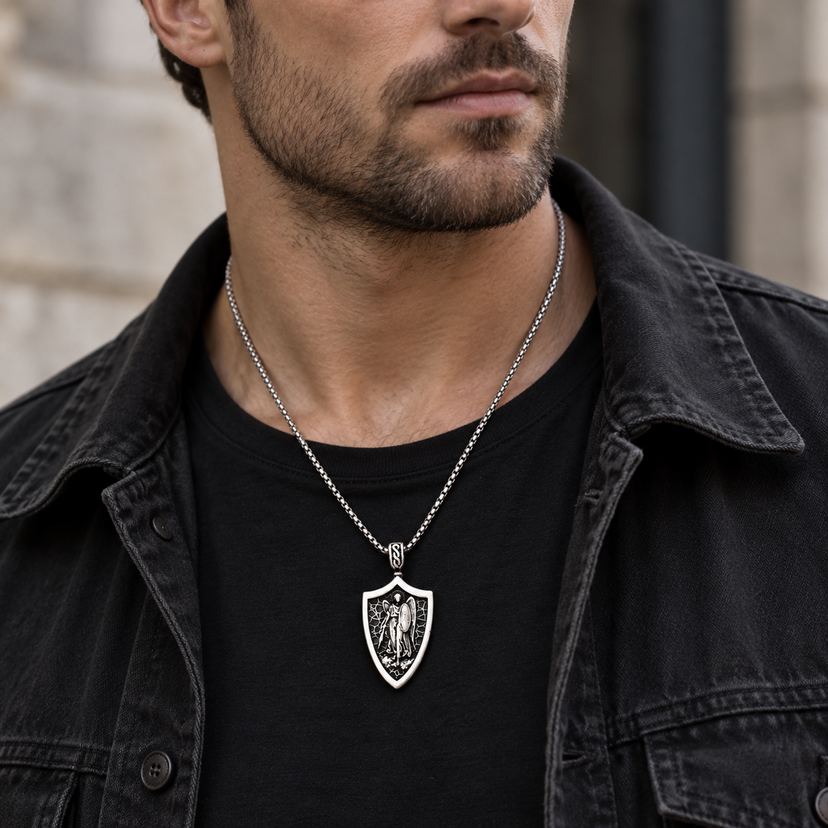 【DEAL TODAY】St. Michael the Archangel Shield Pendant Necklace