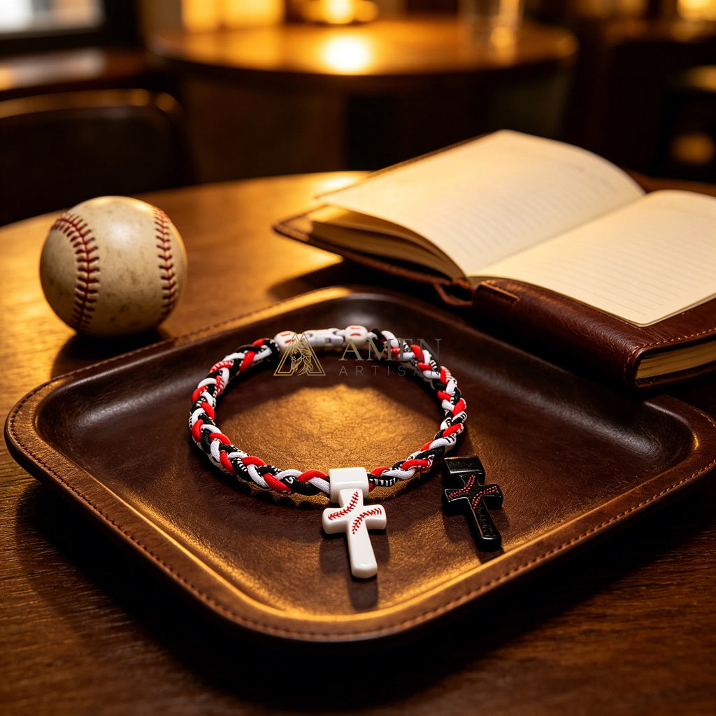 【DEAl TODAY】Tri Color Braided Sports Cross Bracelet - Faith, Strength & Team Spirit |  Amen Artisan