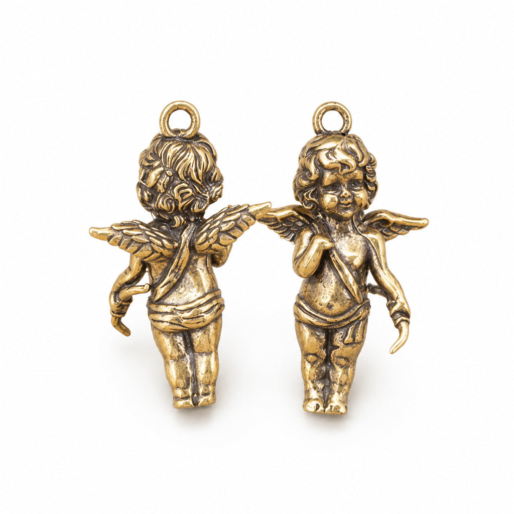Handcrafted Solid Brass Guardian Angel Figurine - Protection, Peace & Blessing |  Amen Artisan