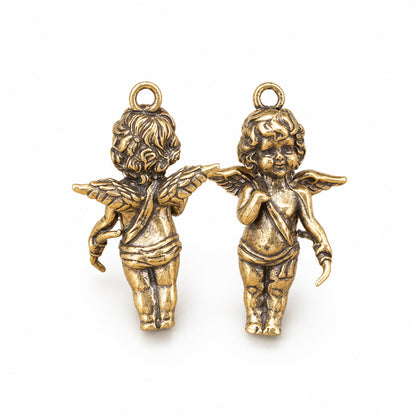 Handcrafted Solid Brass Guardian Angel Figurine - Protection, Peace & Blessing |  Amen Artisan