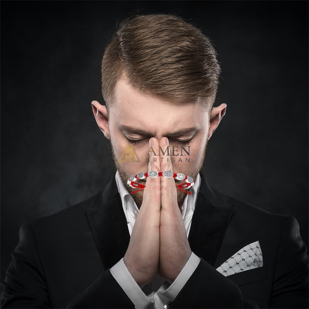 Saint Benedict Braided Cord Bracelet  Amen Artisan