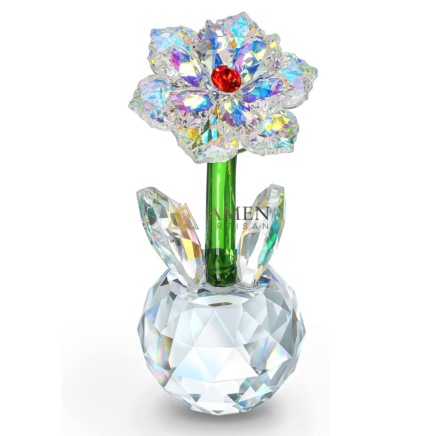 Crystal-Colored Sunflower Figurine Amen Artisan