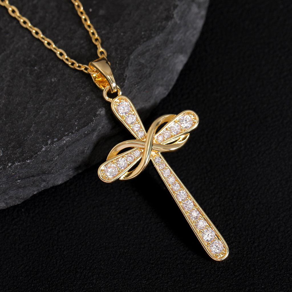Intertwined Möbius Cross Necklace