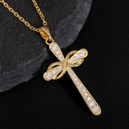 Intertwined Möbius Cross Necklace