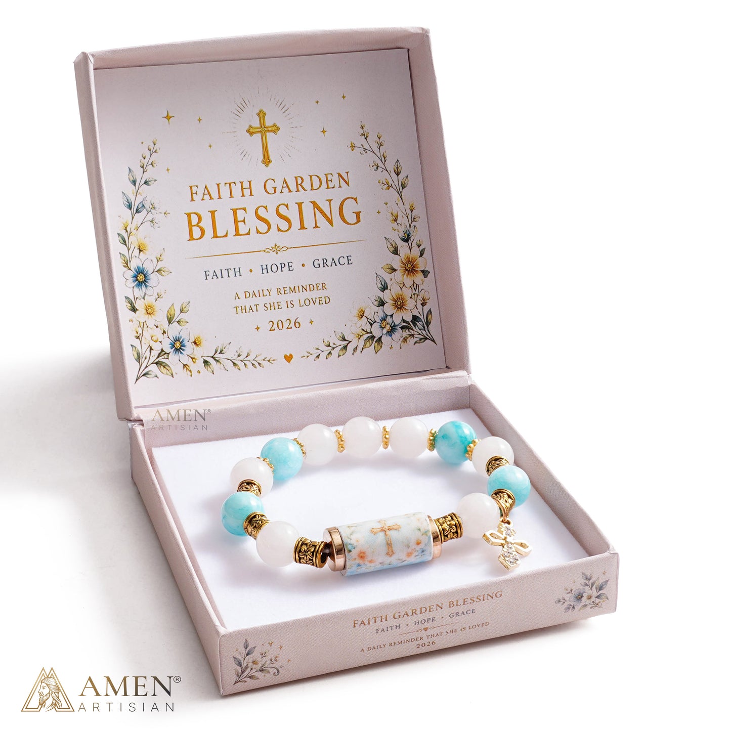 A Cool, Gentle Reminder of Faith — Natural Crystal Cross Bracelet