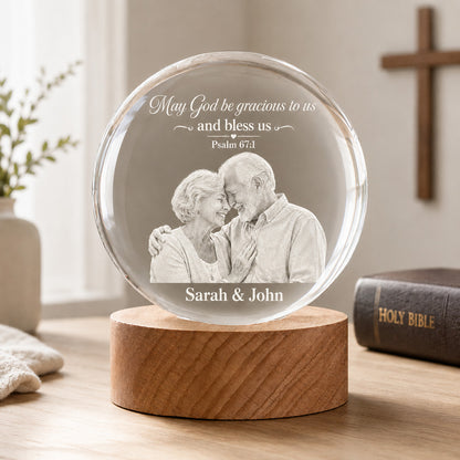 Personalized Photo Crystal Night Light with Custom Quote and Names