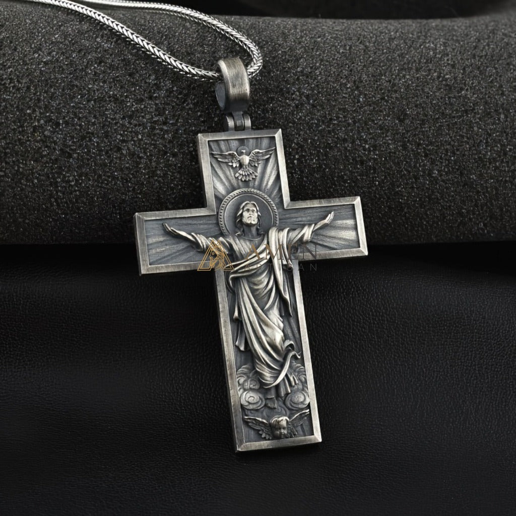 Jesus Ascension Cross Necklace  Amen Artisan