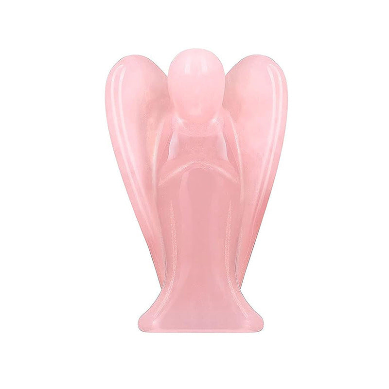 Natural Crystal Angel Figurine Gemstone Energy Keeper, Healing Guardian Decor Amen Artisan