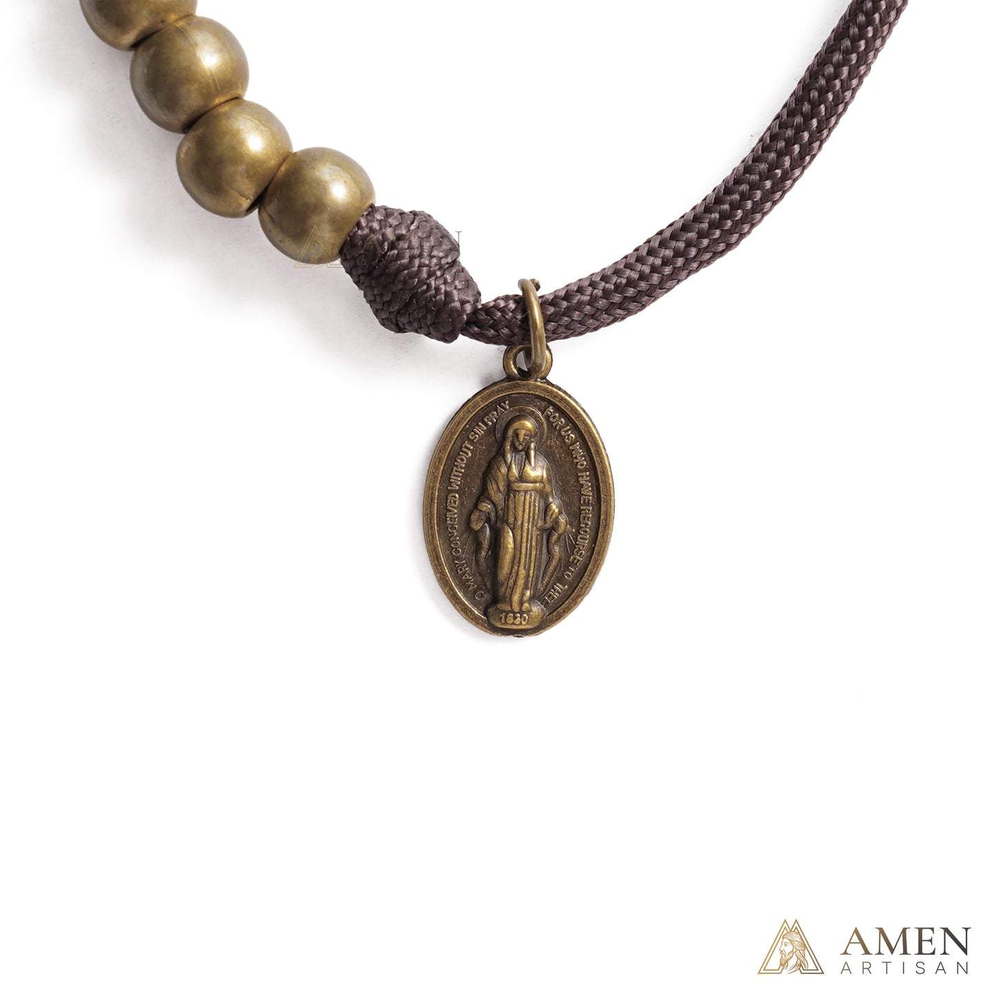 Brown Braided Prayer Bracelet with Antique Bronze Beads — Blessing