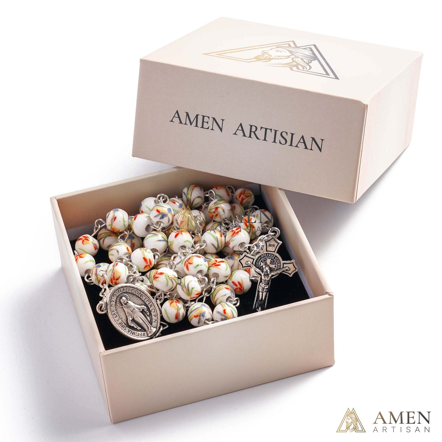 Daylily Ceramic Rosary Amen Artisan