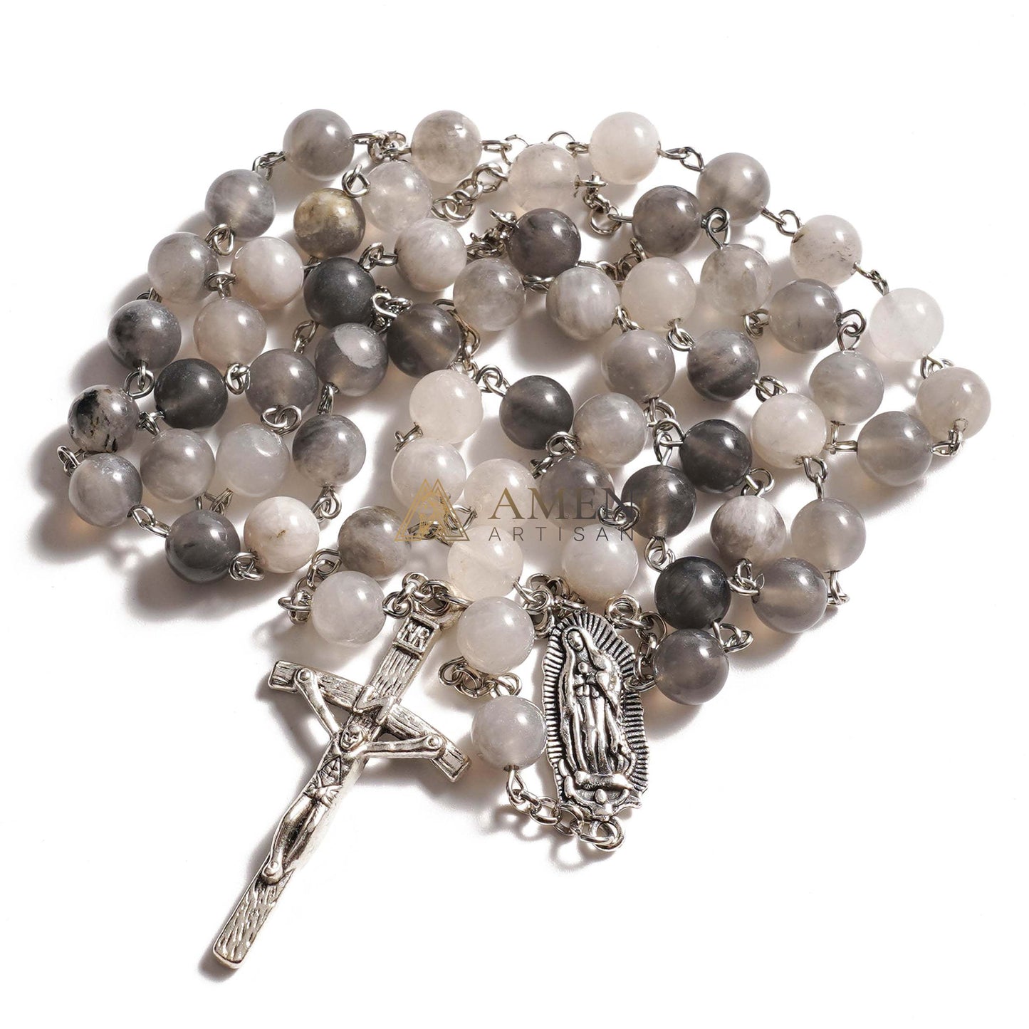 Ancient Cloud Crystal Our Lady of Guadalupe Rosary Amen Artisan