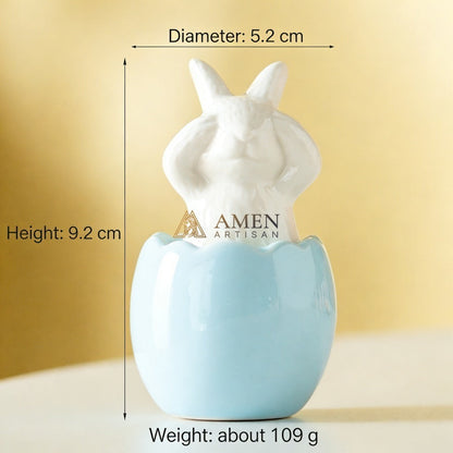 Easter Ceramic Bunny Egg Statue Amen Artisan