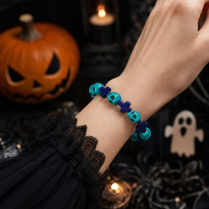 Gothic Skull & Cross Beaded Bracelet