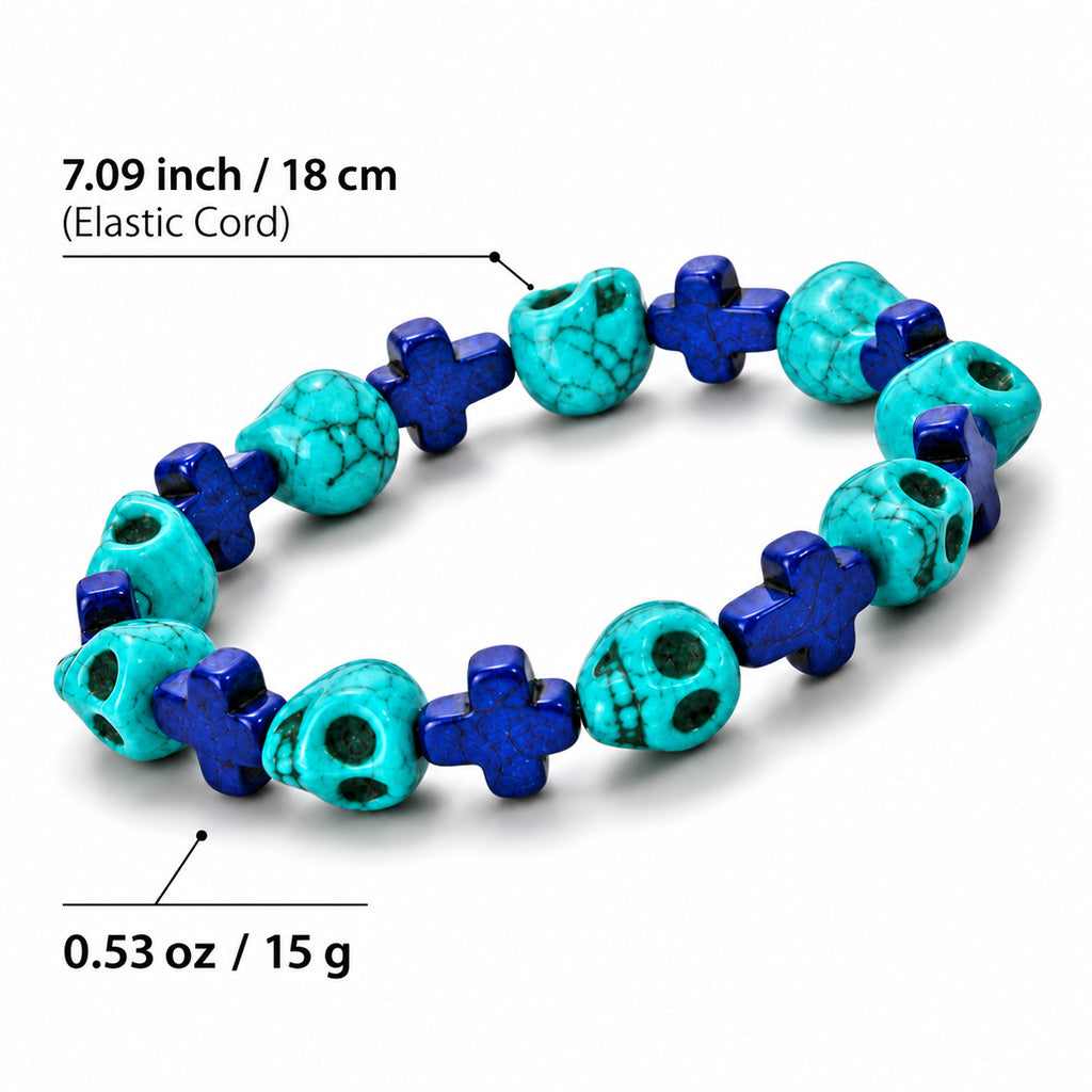 Gothic Skull & Cross Beaded Bracelet