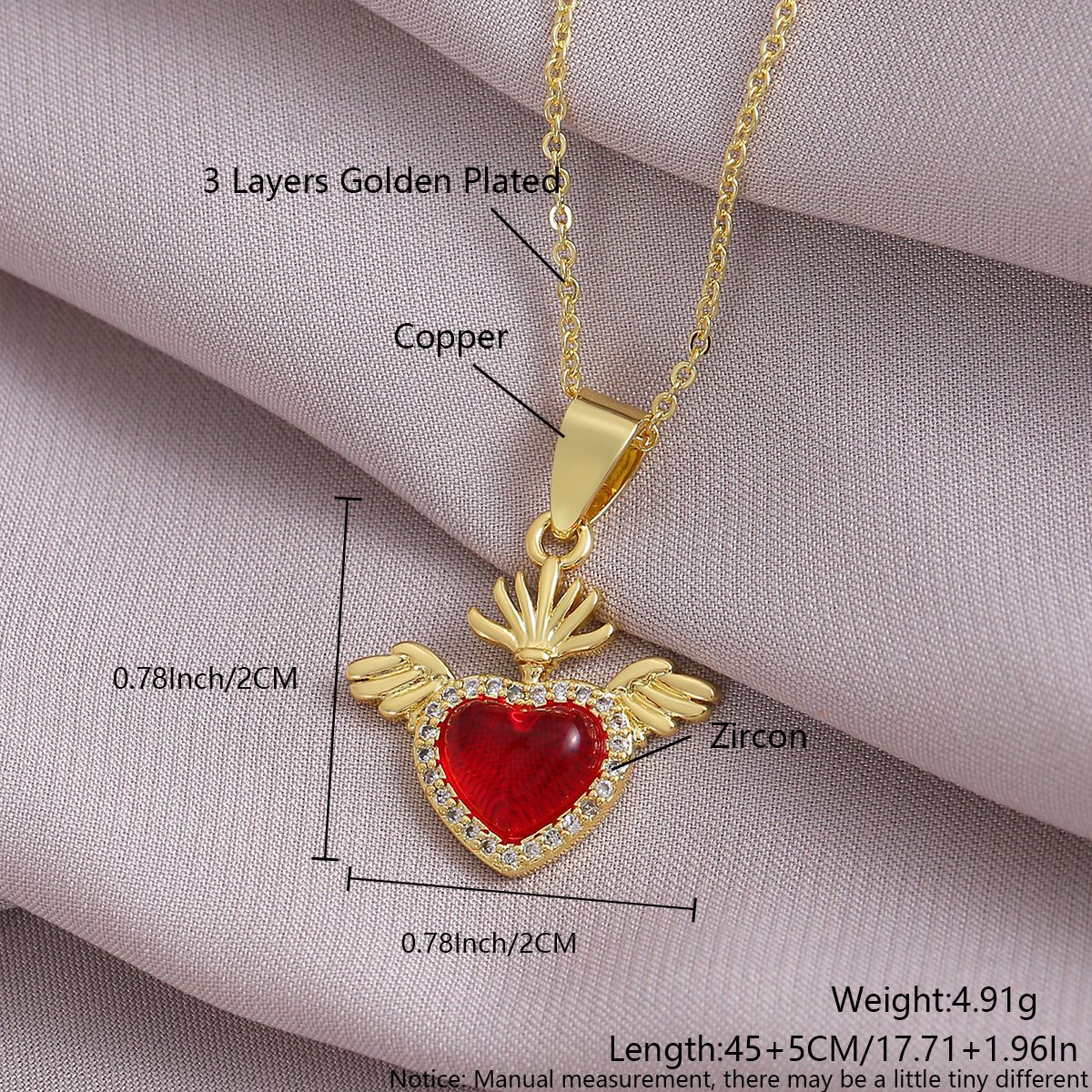 Gold-Plated Gothic Heart CZ Cross Pendant Amen Artisan