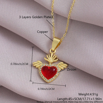 Gold-Plated Gothic Heart CZ Cross Pendant Amen Artisan