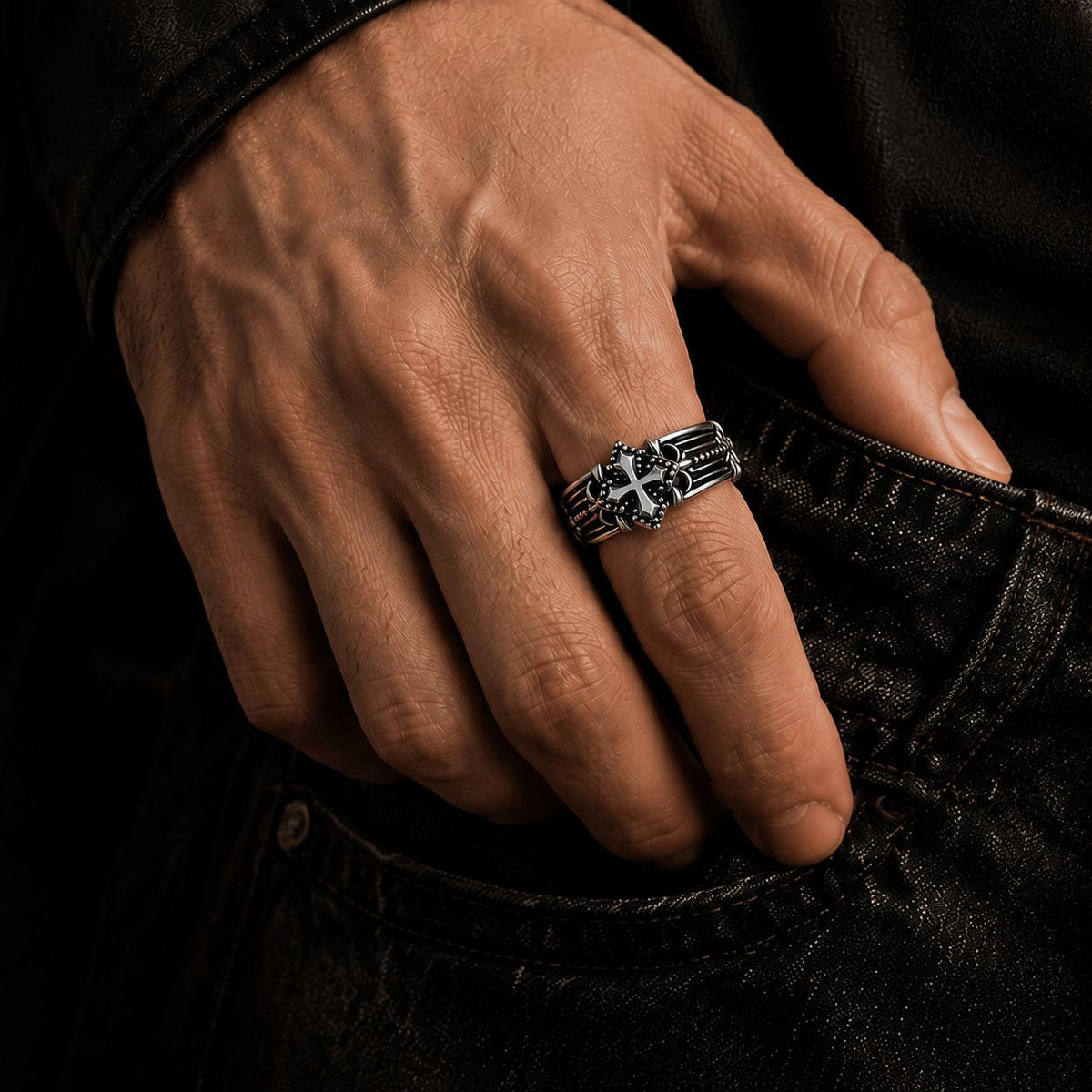 Adjustable Vintage Cross Ring
